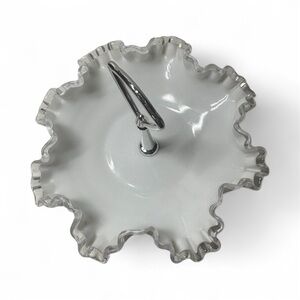 Fenton Silver Crest Bon Bon Glass Art with Silver Handle